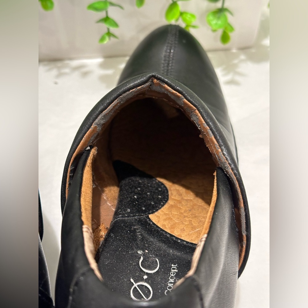 BOC Born Clogs Womens 7,5 Black Leather Block Heel Mules Shoes BC9546 - Picture 8 of 10